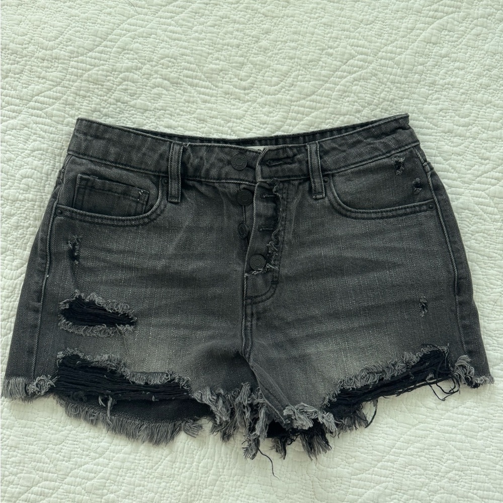 Edgy Charcoal Denim Shorts